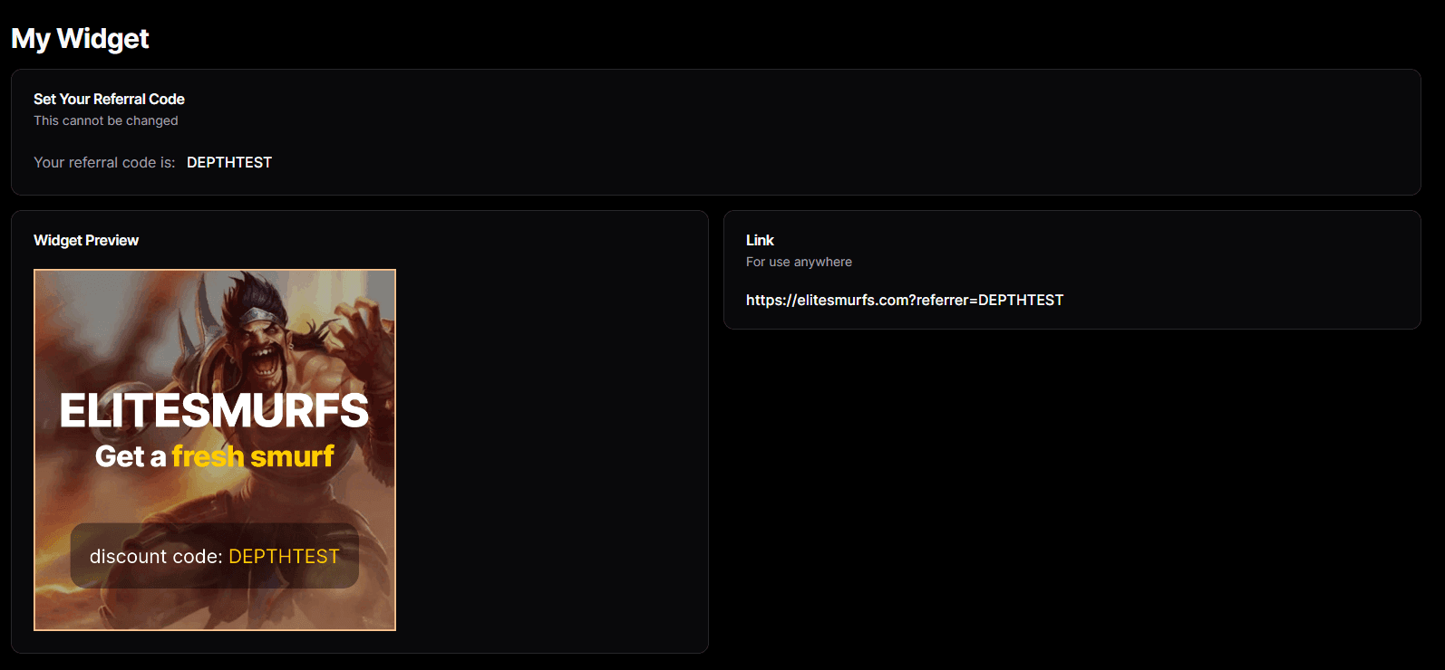 Image showing an overview of the partner widget dashboard